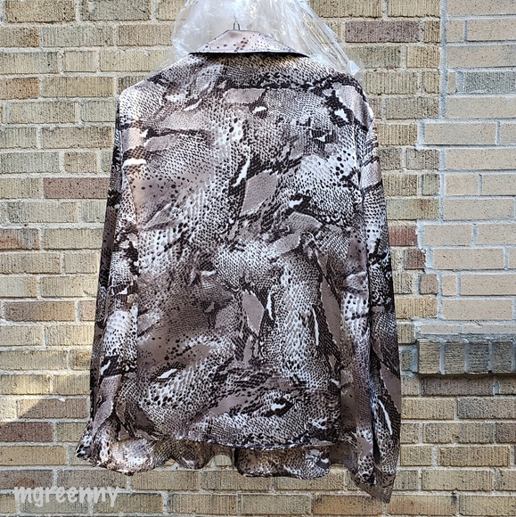Jones New York Snake Print Satin Blouse - Picture 2 of 7